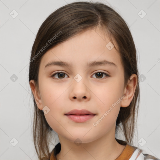 Neutral white child female with medium  brown hair and brown eyes