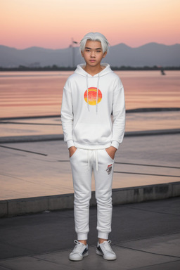 Vietnamese teenager boy with  white hair