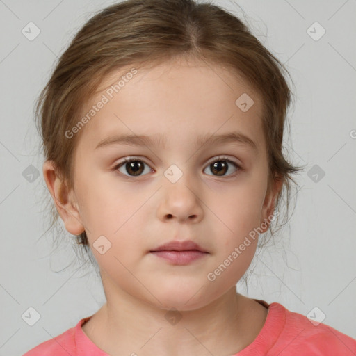 Neutral white child female with medium  brown hair and brown eyes