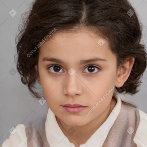 Neutral white child female with medium  brown hair and brown eyes