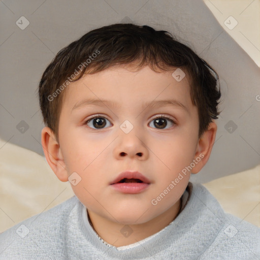 Neutral white child male with short  brown hair and brown eyes