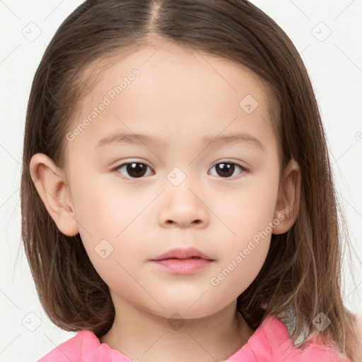 Neutral white child female with medium  brown hair and brown eyes