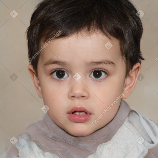 Neutral white child male with short  brown hair and brown eyes