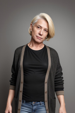 Middle-aged non-binary with  blonde hair