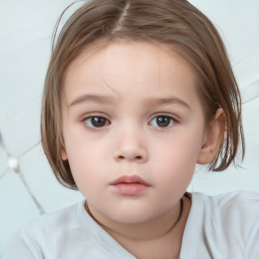 Neutral white child female with medium  brown hair and brown eyes