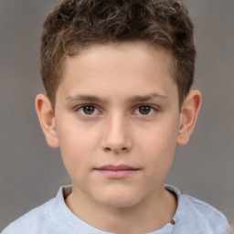 Neutral white child male with short  brown hair and brown eyes