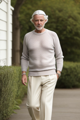 British middle-aged male with  white hair