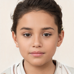 Neutral white child female with short  brown hair and brown eyes