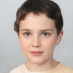 Neutral white child female with short  brown hair and brown eyes