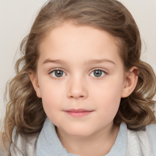 Neutral white child female with medium  brown hair and brown eyes