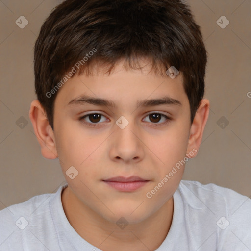 Neutral white child male with short  brown hair and brown eyes