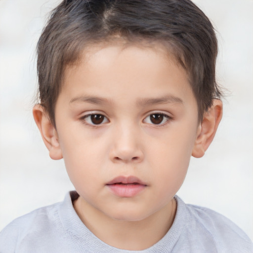 Neutral white child male with short  brown hair and brown eyes