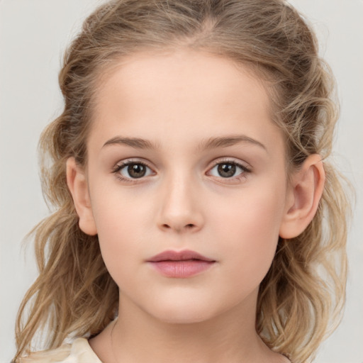 Neutral white child female with medium  brown hair and brown eyes