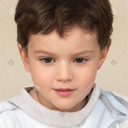 Neutral white child male with short  brown hair and brown eyes