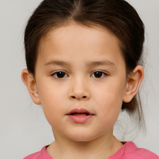 Neutral white child female with short  brown hair and brown eyes