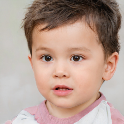 Neutral white child male with short  brown hair and brown eyes