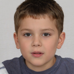 Neutral white child male with short  brown hair and brown eyes