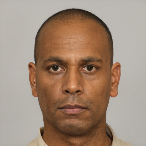 Neutral latino adult male with short  brown hair and brown eyes
