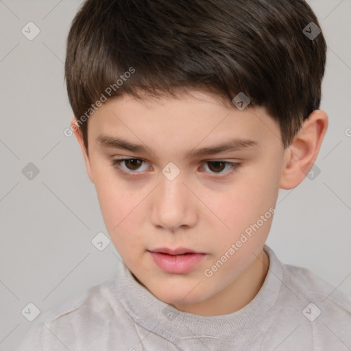 Neutral white child male with short  brown hair and brown eyes