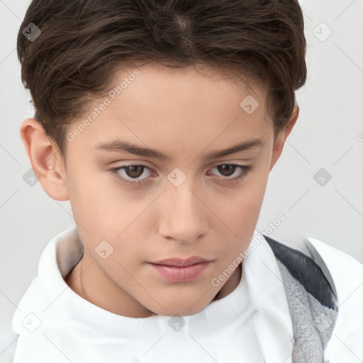 Neutral white child male with short  brown hair and brown eyes