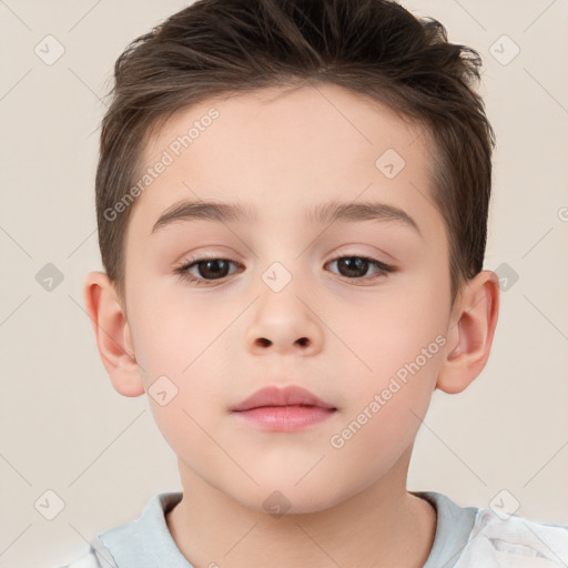 Neutral white child male with short  brown hair and brown eyes