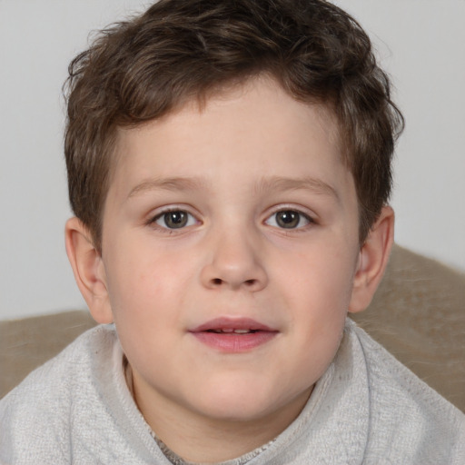 Neutral white child male with short  brown hair and brown eyes