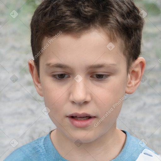 Neutral white child male with short  brown hair and brown eyes