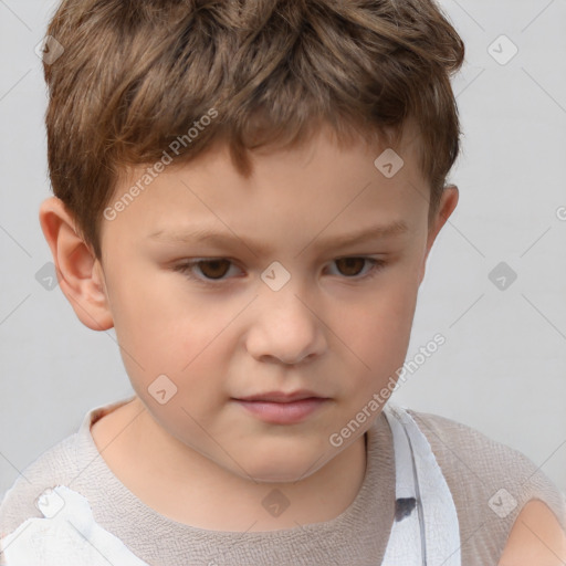 Neutral white child male with short  brown hair and brown eyes