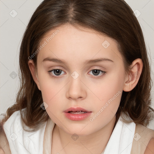 Neutral white child female with medium  brown hair and brown eyes