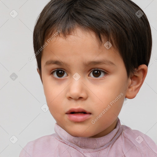 Neutral white child male with short  brown hair and brown eyes