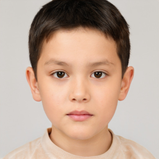 Neutral white child male with short  brown hair and brown eyes