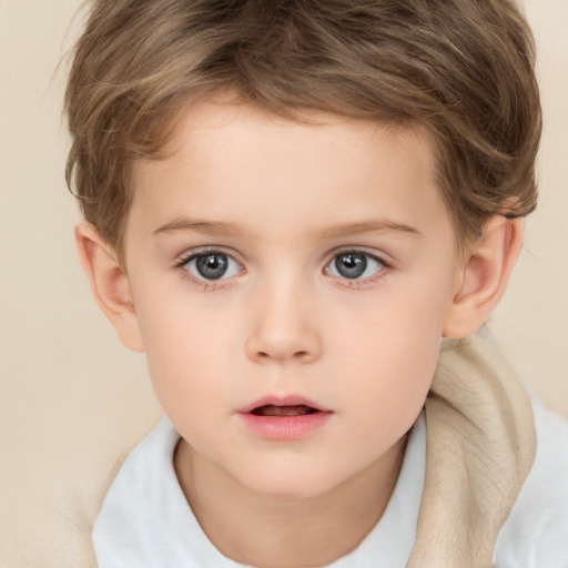 Neutral white child male with short  brown hair and brown eyes