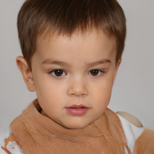 Neutral white child male with short  brown hair and brown eyes