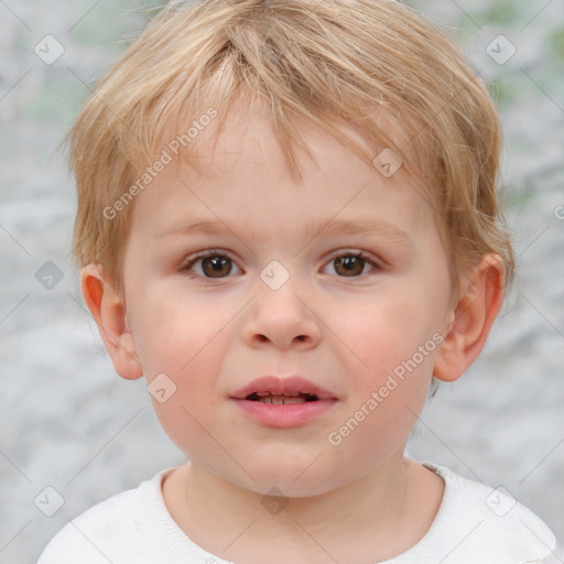 Neutral white child male with short  brown hair and brown eyes