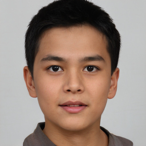 Neutral asian young-adult male with short  brown hair and brown eyes