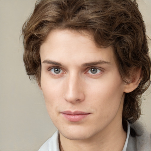 Neutral white young-adult male with medium  brown hair and brown eyes