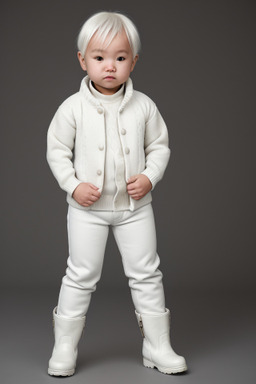 Mongolian infant boy with  white hair