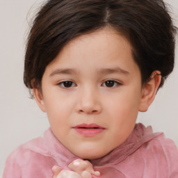 Neutral white child female with short  brown hair and brown eyes