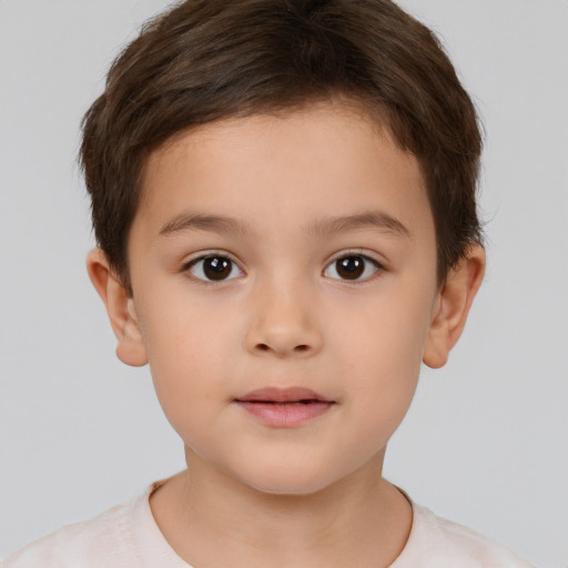 Neutral white child male with short  brown hair and brown eyes