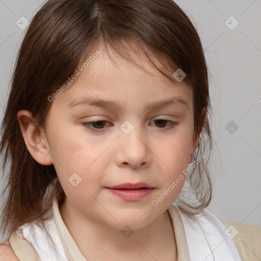 Neutral white child female with medium  brown hair and brown eyes