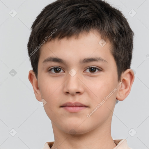 Neutral white child male with short  brown hair and brown eyes