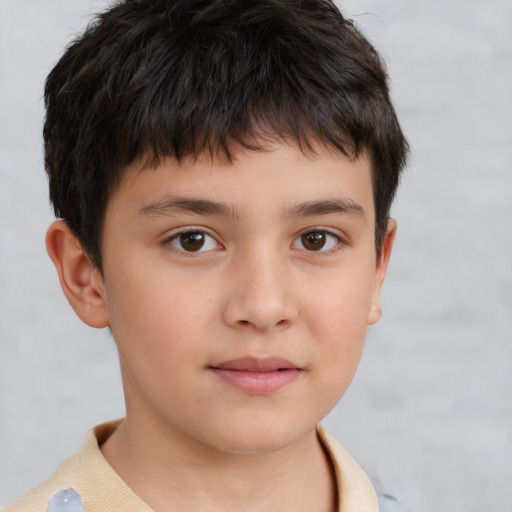 Neutral white child male with short  brown hair and brown eyes