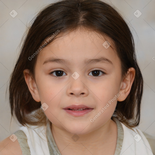 Neutral white child female with medium  brown hair and brown eyes