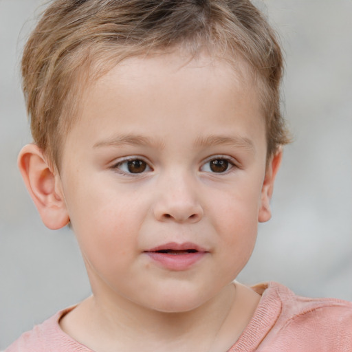 Neutral white child male with short  brown hair and brown eyes