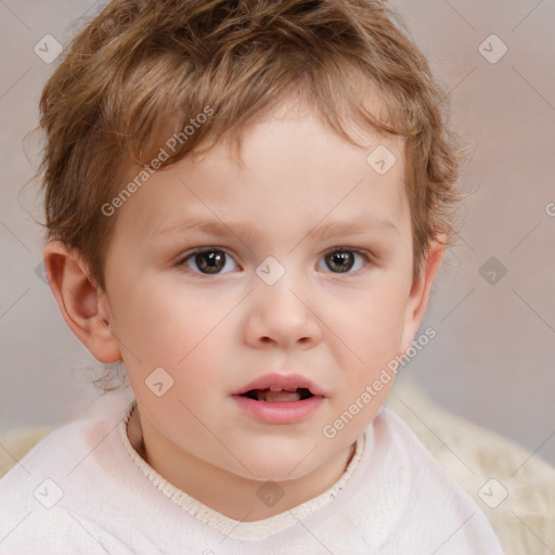 Neutral white child male with short  brown hair and brown eyes