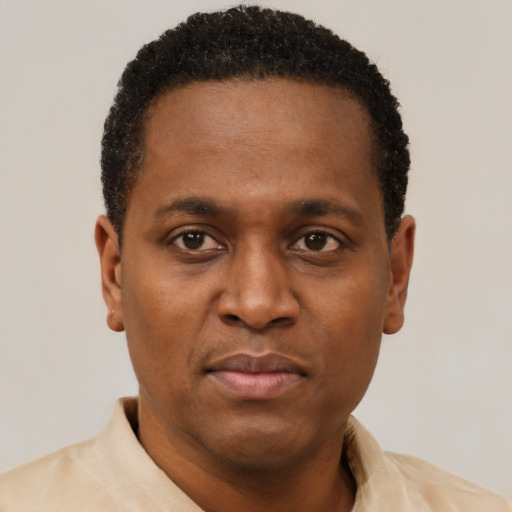 Neutral latino adult male with short  brown hair and brown eyes