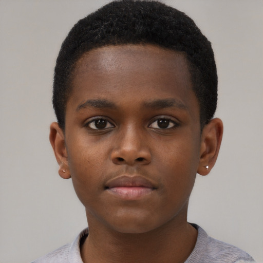 Neutral black child male with short  brown hair and brown eyes