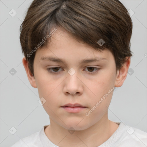 Neutral white child male with short  brown hair and brown eyes