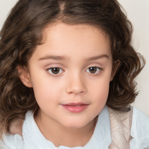 Neutral white child female with medium  brown hair and brown eyes