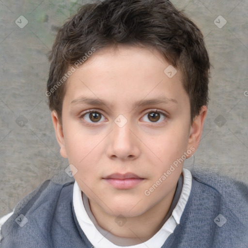 Neutral white child male with short  brown hair and brown eyes